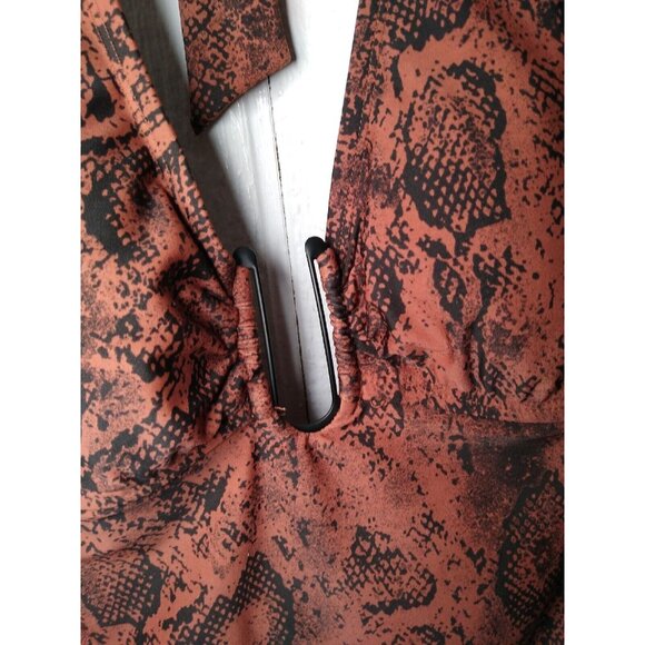 Kona Sol Women's S Snake Print U-Wire Halter Tankini Swim Top Brown & Black NWT - Picture 3 of 8